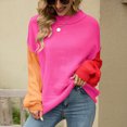 thumbnail image 4 of IROINNID Reduced Womens Sweater Round Neckline Pullover Sweater Solid Color Comfy Mid-Length Long Sleeve Plus Size Tops Sweater Blouse, 4 of 7