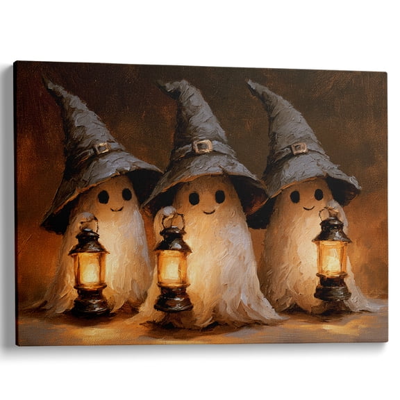 Pioneer Art Cute Ghost Lantern Vintage Halloween Wall Art For Living Room Decor 12x8 Inch