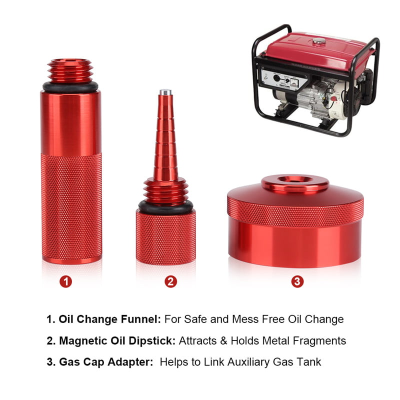 Aluminum Red Mess Free Oil Changes Funnel & Magnetic Dipstick For Honda EU2000i 