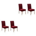 thumbnail image 4 of Youkk 2pcs/set Dirt-proof Velvet Chair Covers - Exquisite Craft Elastic Belt Machine Washable Dining Room Wine Red 2 pcs 2Set, 4 of 6