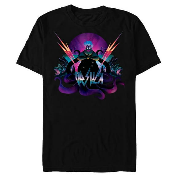 Disney Villains Ursula 90s Rock Band Neon T-Shirt- Short Sleeve Blended T-Shirt for Adults - Customized-Black