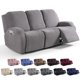 thumbnail image 1 of Nvzi Funda de sofá elástica de jacquard, funda de poliéster para sillón reclinable, fácil de instalar, lavable, protector de sofá de 3 plazas (gris), 1 of 3