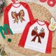 thumbnail image 1 of Camisetas de manga larga con estampado de lazo para niñas, camisetas con gráficos navideños para niños, camisetas para niños, atuendos para fiestas navideñas, 1 of 5