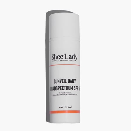 Shee'lady Sunveil Daily Broadspectrum UV Clear Face Sunscreen SPF 50, Oil Free Sunscreen with Zinc Oxide, Dermatologist Recommended