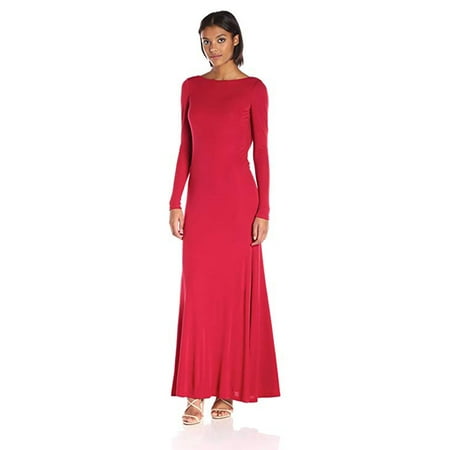 Vera Wang Rayon Jersey Long Sleeve Maxi Dress