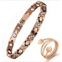 Wollet 99.99% Pure Copper Magnetic Bracelets for Women, Crystal Jewelry Gift with Easy Link