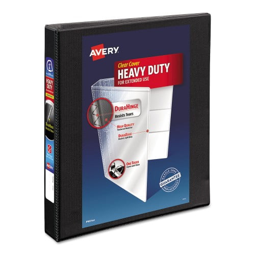 New Avery Heavy-Duty Non Stick View Binder with DuraHinge and Slant Rings, 3 Rings, 1' Capacity, 11 x 8.5, Black,Each