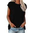 thumbnail image 2 of Patlollav Women Shirts V-Neck Solid Color Casual Loose Fit Basic Blouse, 2 of 7
