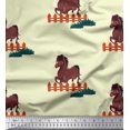 thumbnail image 1 of Soimoi Rayon Fabric Horse Kids Printed Fabric 1 Yard 42 Inch Wide, 1 of 3