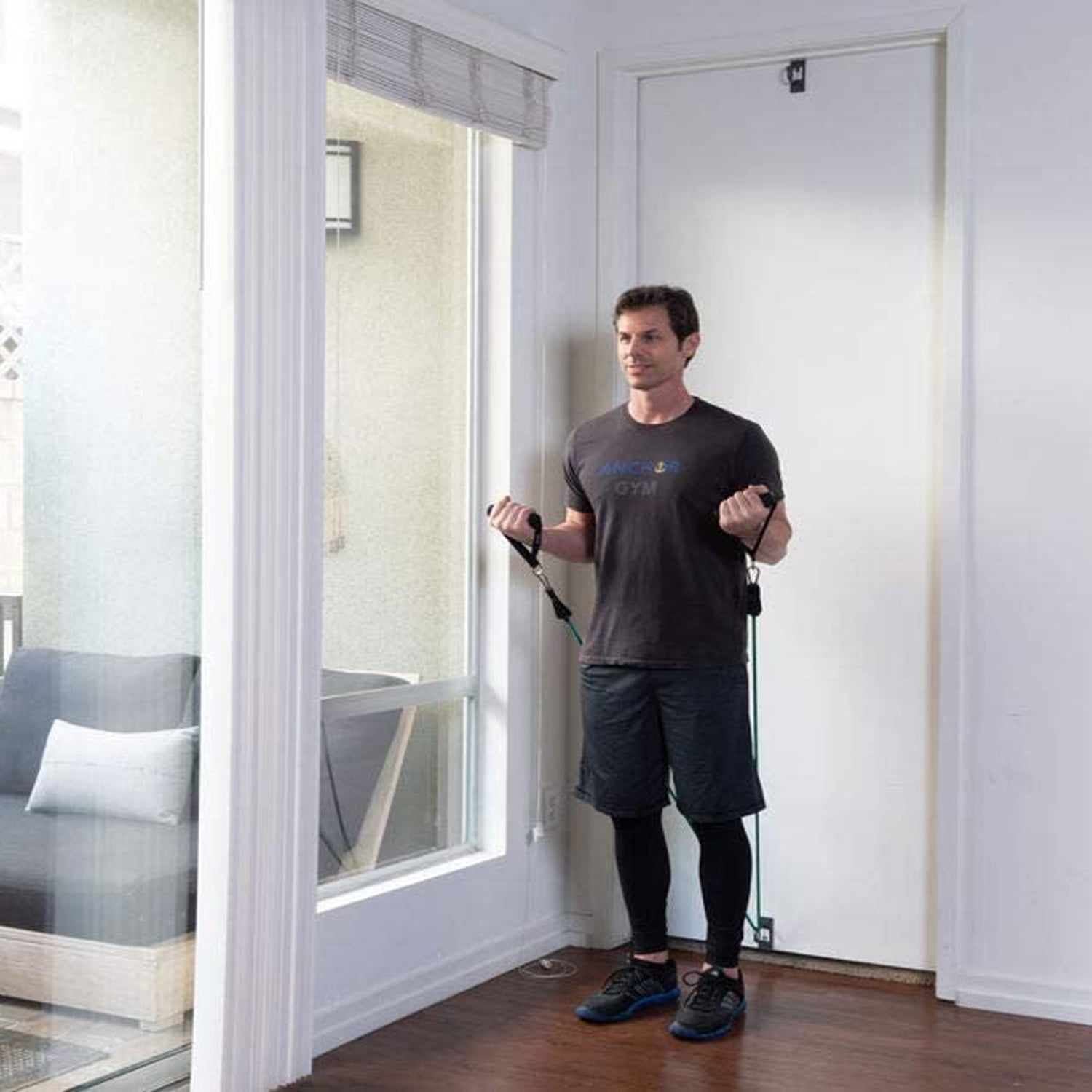 Anchor Gym Mini Door Mount for Resistant Band Full Body Workouts, (2 Pack)