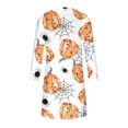 thumbnail image 5 of New Dresses Fall,Brilliant Womens Dresses Clearance Women's Round Neck Printed Halloween Knee Length Dress LooseLong Sleeves Mini Dress, 5 of 5