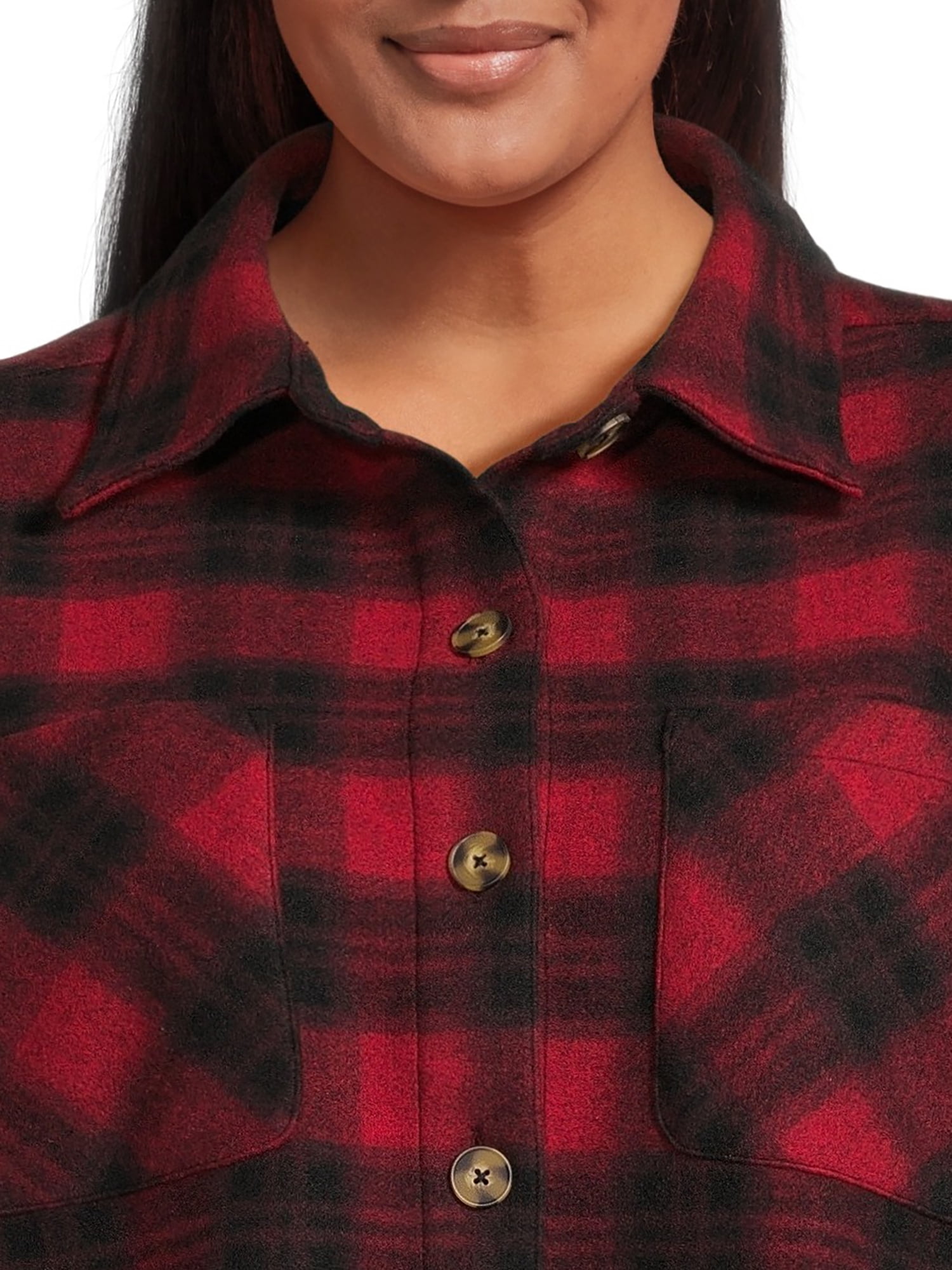 Terra & Sky Women's Plus Size Plaid Button Down Shacket