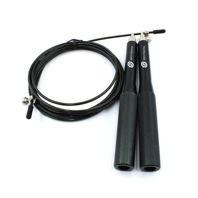 Sportisimo - Cuerda para saltar - 3 m ajustable, acero inoxidable con baleros - Cuerda ligera de alta velocidad y rotación suave - Mejora resistencia cardiovascular y coordinación