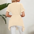 thumbnail image 4 of Blouses et Hauts pour Femmes Mode Femmes Couleur Unie Confortable Blouse Décontractée Sans Manches Col en V Bandage, 4 of 9