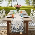 thumbnail image 4 of Table Runners 120 Inches Long Dress Scarves, Blue Grey Eucalyptus Farmhouse Coffee/Dining/Kitchen Table Runner for Living Room, Farmhouse Weeping Leaves on Linen 13x120 Inch, 4 of 9