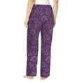 thumbnail image 3 of Sigee Retro Florals Purple Print Women's Soft Pajama Pants - Breathable and Comfortable Lounge Sleep Bottoms with Elastic Waistband and Pockets-Large, 3 of 9
