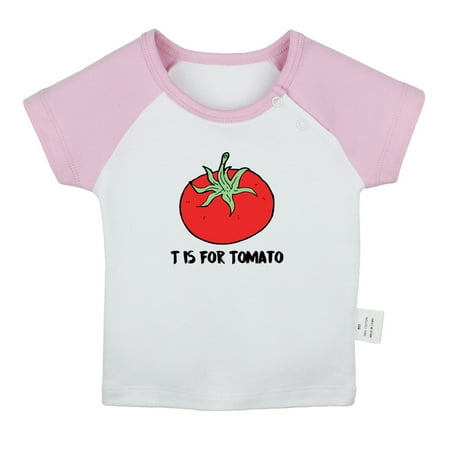 

iDzn T is For Tomato Funny T shirt For Baby Newborn Babies T-shirts Infant Tops 0-24M Kids Graphic Tees Clothing (Short Pink Raglan T-shirt 0-6 Months)