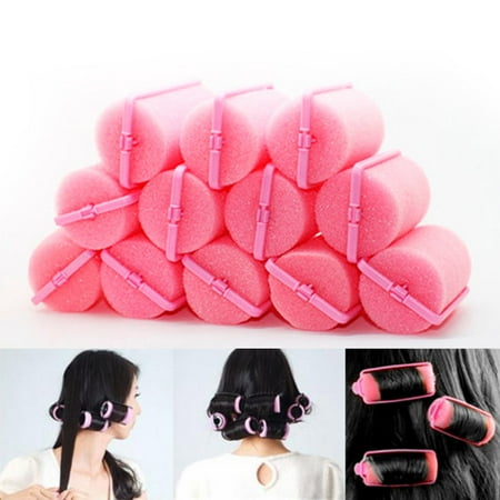 - 12pcs Magic Sponge Foam Cushion Hair Styling Rollers Curlers Twist Tool Salon Pink