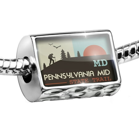 Maryland State Charm Bead US Hiking Trails Pennsylvania Mid State Trail - Maryland Charm Fits All European Bracelets ()