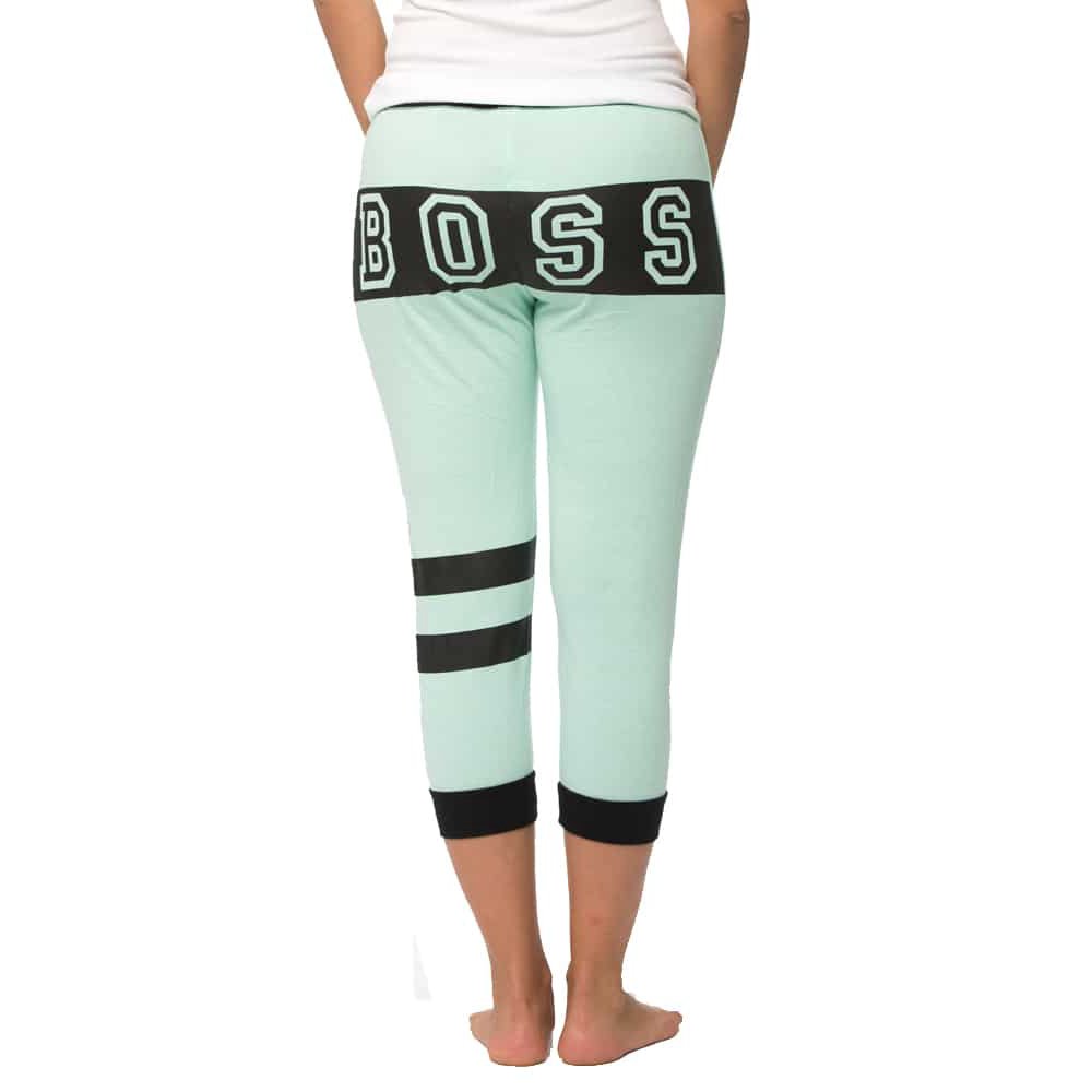 Coco-Limon - Coco Limon Casual Women's Capri Joggers With Boss Print - Mint - Walmart.com