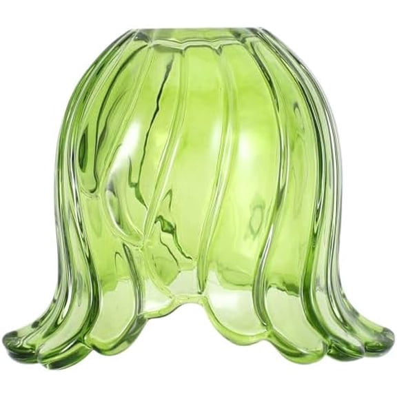 Green Glass Lamp Shade Replacement, Small Tulip Flower Lampshades for Pendant Light, Wall Sconce, Chandelier, Floor & Table Lamps, Vintage Style Light Covers (1$$Tools & Hardware Other