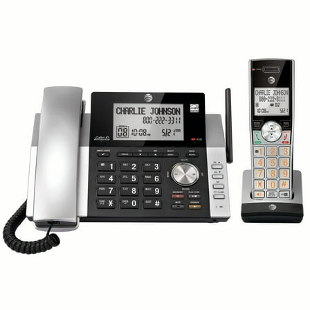 AT&T CL84115 DECT 6.0 Expandable Cordless Phone with Answering System and Caller ID, Silver/Black with 1 Handset