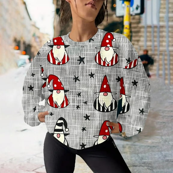 WXLWZYWL Womens Ugly Christmas Sweater Funny Sweatshirts Holiday 3D Print Trendy Cute Long Sleeve Pullover 2024 Loose Christmas Sweaters Pullover