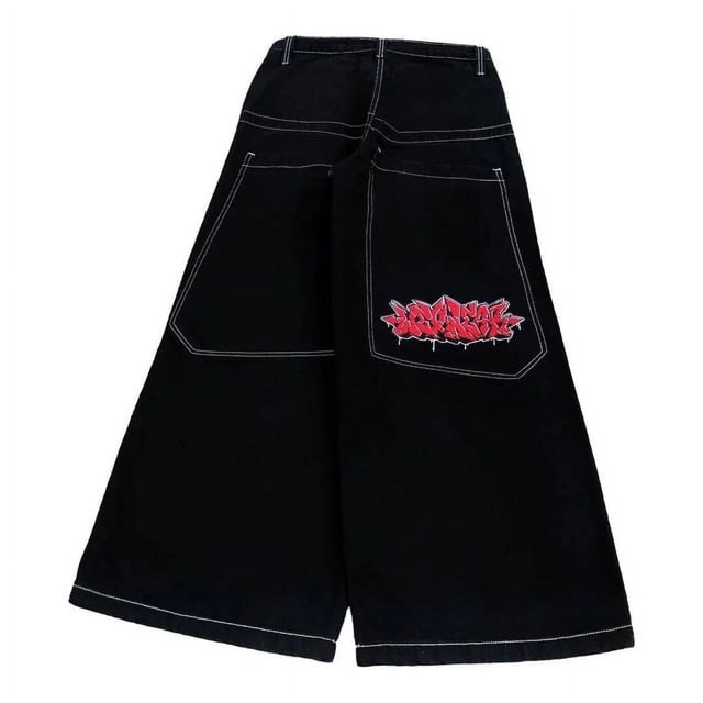 Lisheng by JNCO Jeans Unisexes Taille Haute Amples avec Motif de dés, Style Rétro de Rue, Bleu, Taille 7
