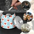 thumbnail image 4 of Yayeee Ashtray with Lid for Cigarette Smokeless Stainless Steel Home Ash Holder, Light Blue Checkered Heart, 4 of 7
