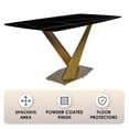 thumbnail image 5 of LeisureMod Voren Mid-Century Modern Dining Table with a 55" Sintered Stone Rectangular Tabletop in Gold Stainless Steel Base for Kitchen and Dining Room, Black/Gold, 5 of 10