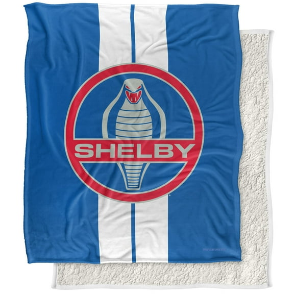 Shelby Cobra Blanket, 50'x60' Racing Stripe Silky Touch Sherpa Back Super Soft Throw Blanket
