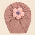 thumbnail image 2 of Xfvqtps Infant Turban Hat Knit Flower Cute Kawaii Stretch Comfortable Warm Windproof Coldproof Fall Soft Skull Cap Coffee, 2 of 4