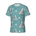 thumbnail image 3 of Yiaed Teal Mama Llama Print Mens Short Sleeve Tight Fit T-Shirt, Crewneck Casual Tee-3X-Large, 3 of 5