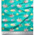 thumbnail image 1 of Soimoi Green Cotton Duck Fabric Leaves & Grandiflora Roses Floral Print Fabric by the Yard 42 Inch Wide, 1 of 3