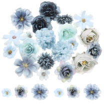 Uxcell Faux Flower Heads Mini Artificial Flowers Bulk Small Multicolor Fabric Flowers for DIY Craft Wedding Party Home Decoration, Blue
