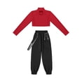 thumbnail image 3 of MSemis Kids Girls Long Sleeve Hip Hop Crop Tank Tops Tee with Pants Outfit, 3 of 7