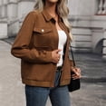 thumbnail image 5 of BangWanChi Womens Coats and Jackets Women's Winter Lapel Cardigan Jacket Retro Solid Color Long Sleeve Jacket, 5 of 5