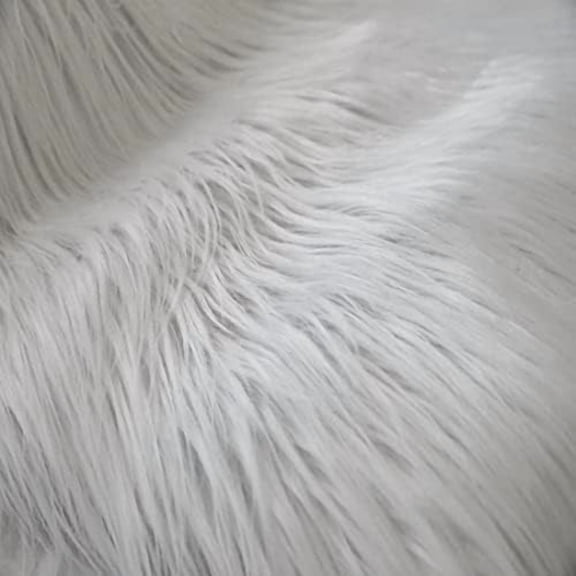 Long Pile Shaggy Faux Fur Fabric - Sold by The Yard - 60", White (4" Pile)