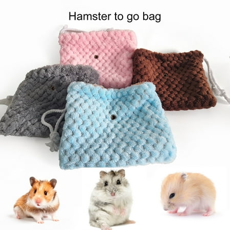 Eisoary Hamster Harness Bag Easy to Use Ventilation Soft Comfortable Portable Going Out Accessory Plush Pet Tote Bag with Drawstring for Outdoor Coffee