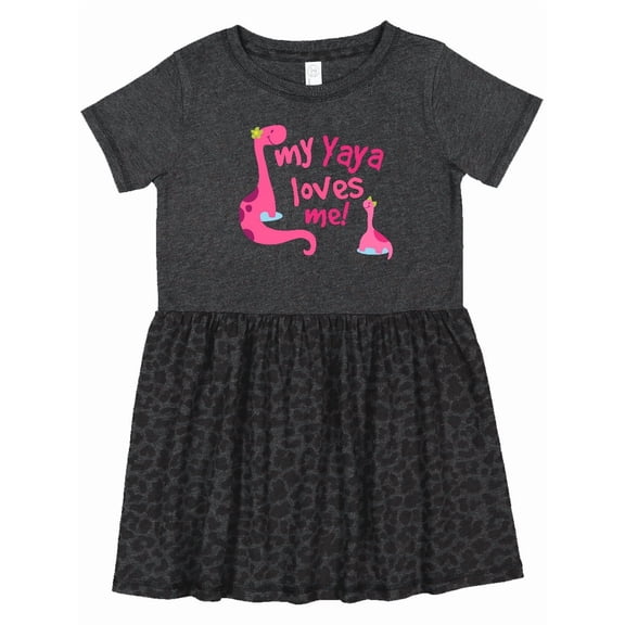Inktastic My Yaya Loves Me Granddaughter Dinosaur Girls Toddler Dress