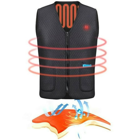 Men's Electric USB Heated Vest Heating Coat Jacket Winter Body Warmer
