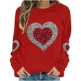 thumbnail image 3 of Women's Valentine's Sweatshirts Plus Size Cute Love Heart Graphic Blouses Long Sleeve Round Neck Shirts Valentine's Day Printed Sweater Pullover Tops, 3 of 5