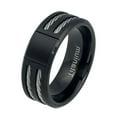 thumbnail image 2 of 8MM Comfort Fit Titanium Wedding Band Brushed Black Beveled Edge Double Cable Inlay Titanium Ring (Size 6 to 12), 2 of 4