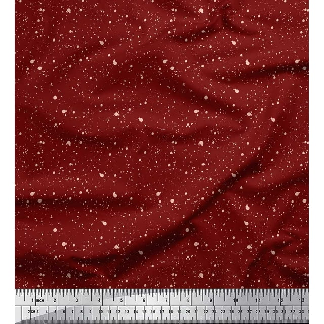 Soimoi Red Poly Georgette Fabric Brush Stroke Abstract Print Fabric by Yard 52 Inch Wide