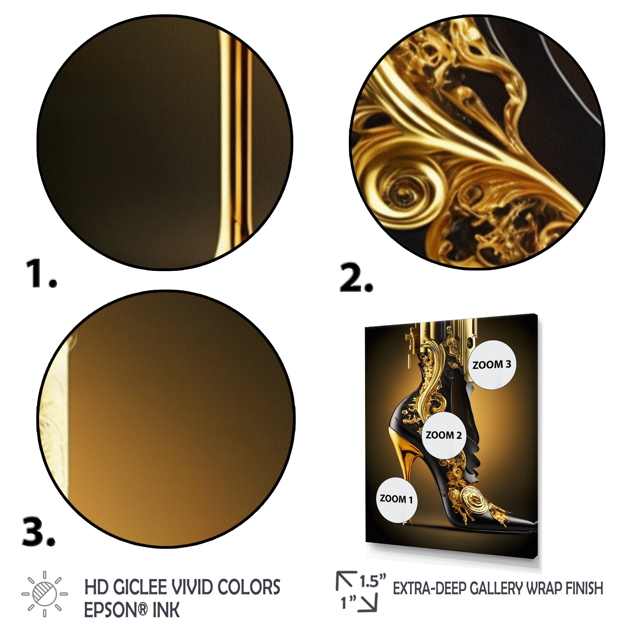 Designart Golden Mechanic High Heel III Canvas Wall Art