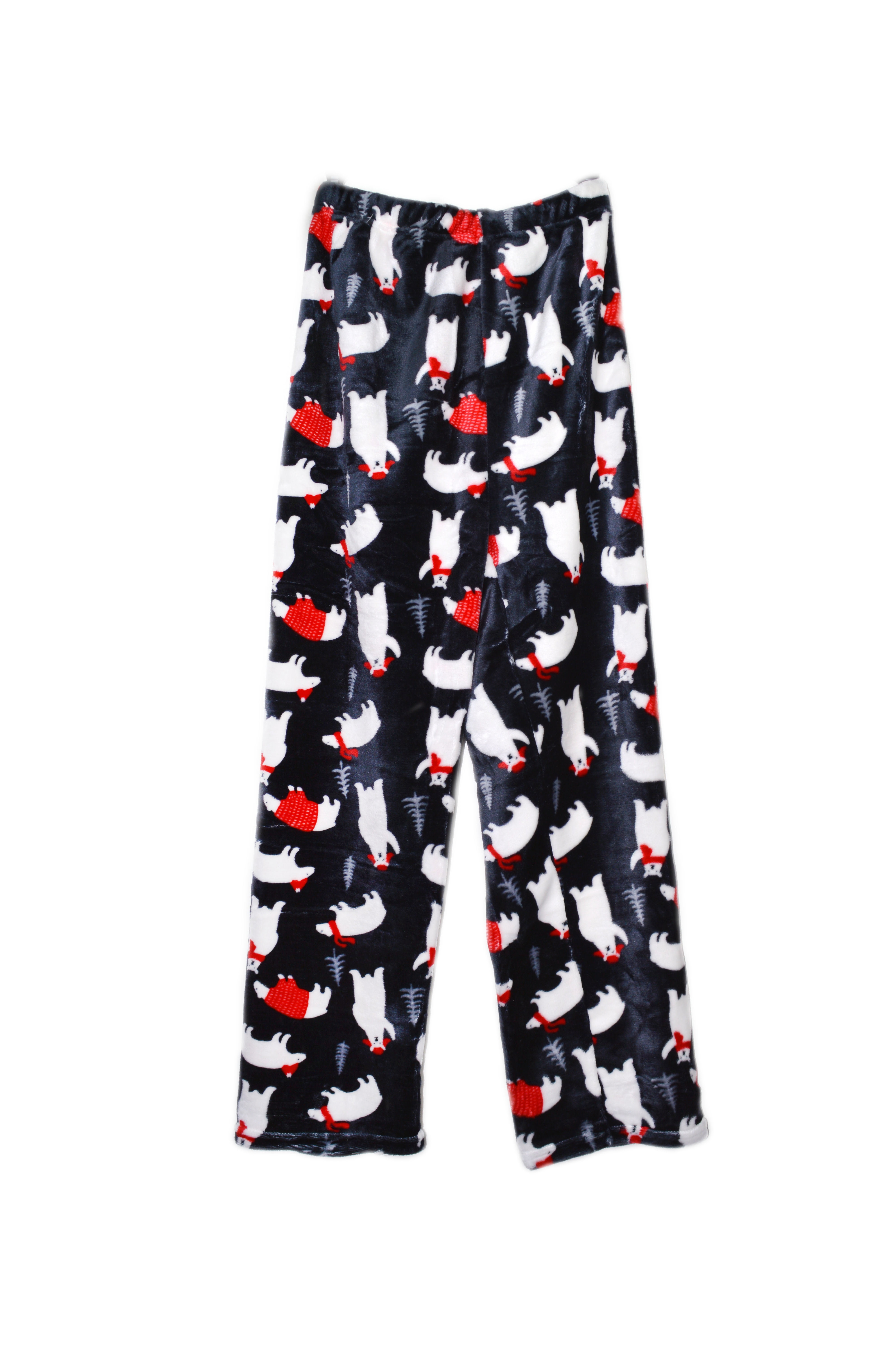 PTL Fashion Women's Cozy Plush Soft Holiday Print Pajama Pants Bottoms ...
