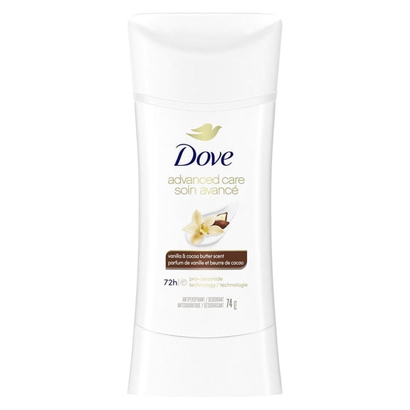 Dove Advanced Care Antiperspirant Deodorant for Women Vanilla & Cocoa Butter Scent with Pro-Ceramide Technology for Soft, Resilient Skin