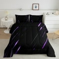 thumbnail image 2 of Castle Fairy Stripes Lines 3 Pieces Queen Comforter Set,Abstract Geometric Ultra Soft Bedding Sets,Neon Lights Bedding Comforter Set,Microfiber Teens Bedroom Decor,Reversible, 2 of 6