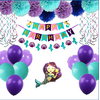 MAHI's Mermaid Party Decorations set, Pom Poms Flowers, Happy Birthday Banners