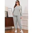 thumbnail image 3 of SHOWMALL Women's Plus Size 2 Piece Lounge Set Long Sleeve Top and Drawstring Jogger Pants Sweatsuit with Pockets, 3 of 8